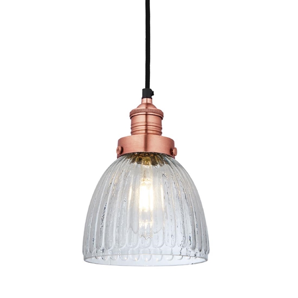 Brooklyn Glass Cone Pendant - 7" - Copper Holder (Direct)