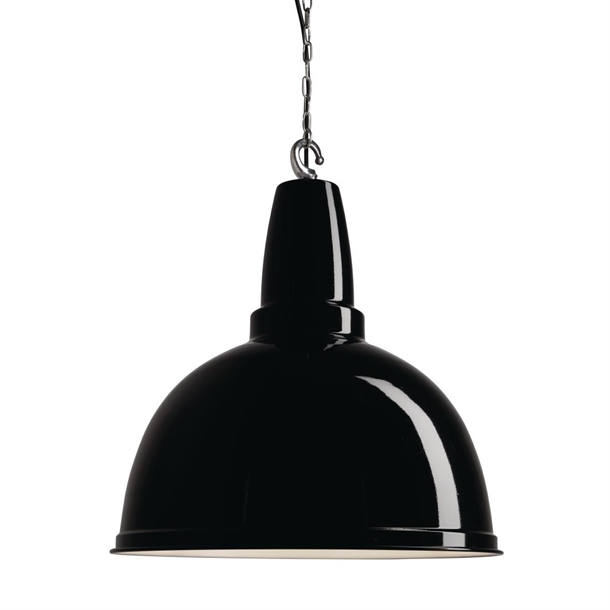 Retro Large Pendant - 17" - Black - Chrome Hook Chain Holder (Direct)