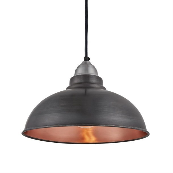 Old Factory Pendant - 12" - Pewter & Copper - Light Pewter Holder (Direct)
