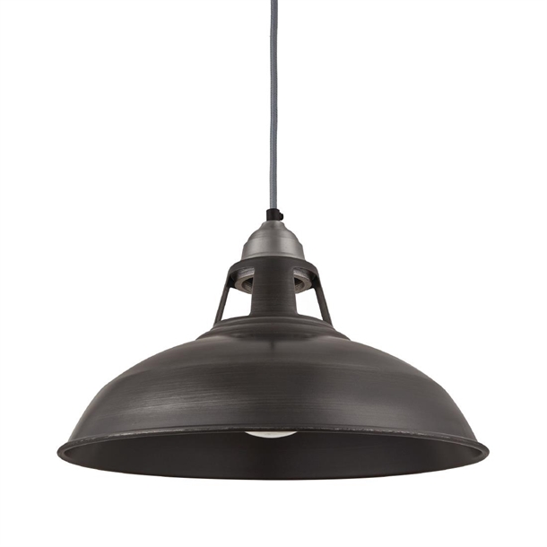 Old Factory Slotted Pendant - 15" - Pewter - Light Pewter Holder (Direct)