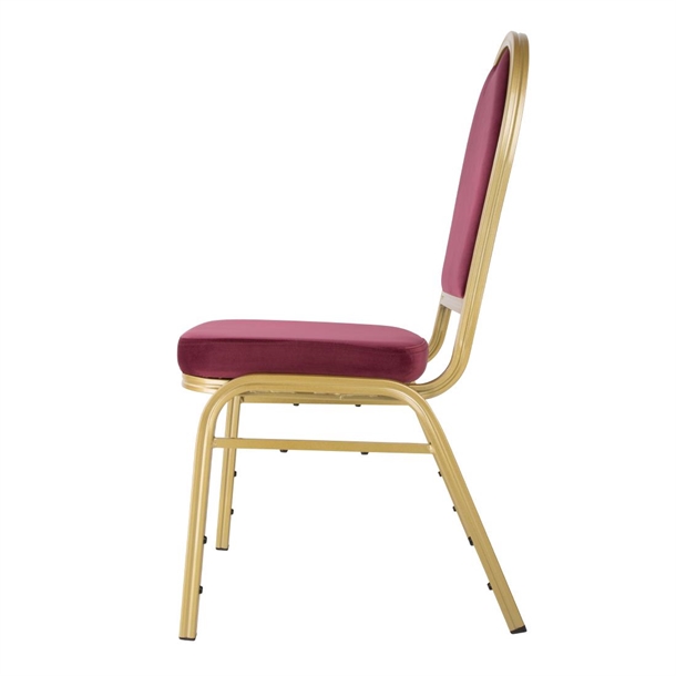 Bolero U525 Bankett-Stuhl – Gewölbte Rückenlehne, Gold-Rahmen, Roter Speckle-Stoff (4 Stück)