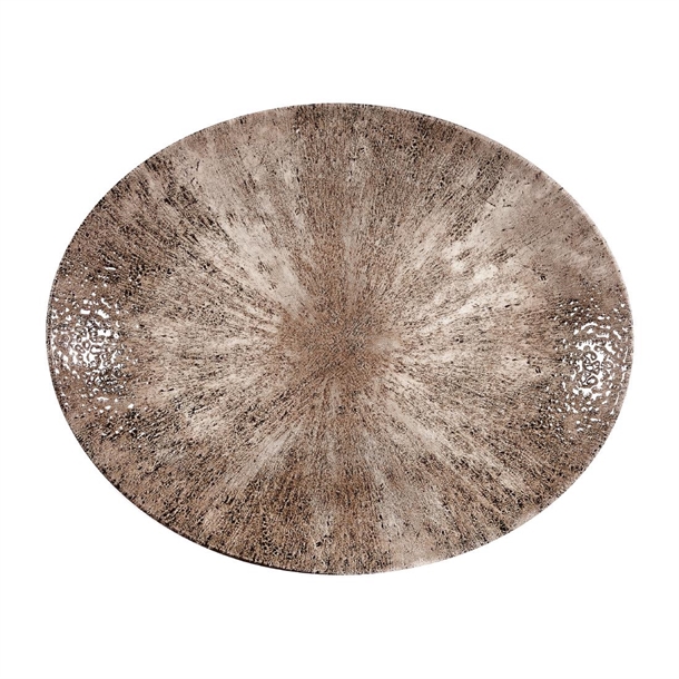 Churchill Stone Zircon Brown Orbit Oval Coupe Plate - 12 1/2" (Box 12) (B2B)