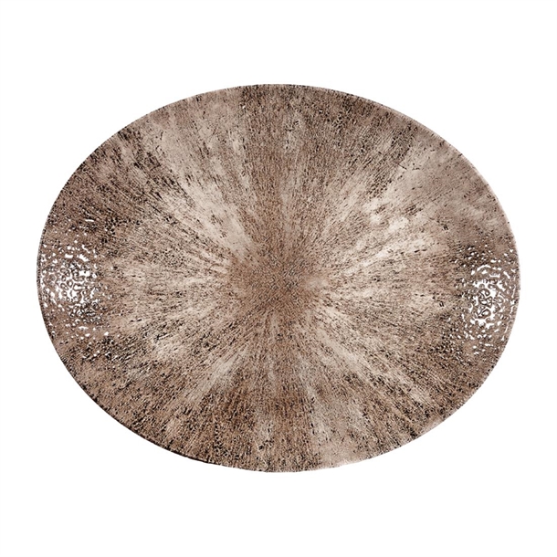 Churchill Stone Zircon Brown Orbit Oval Coupe Plate - 10" (Box 12) (B2B)