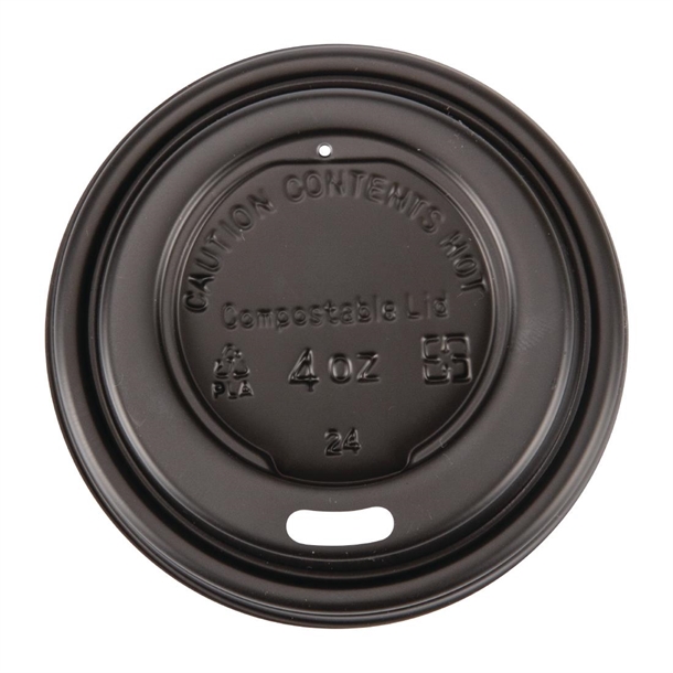 Fiesta Compostable Lid for Hot Cups- Black 114ml (Sleeve 50)