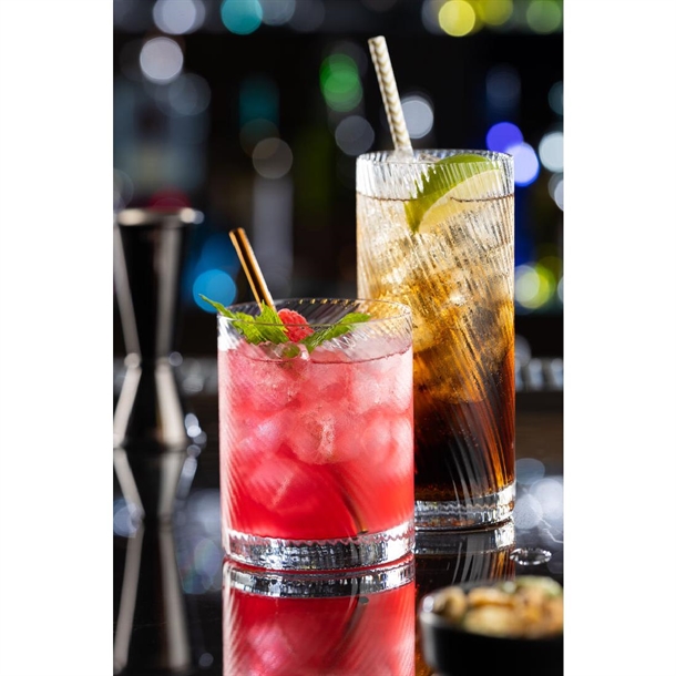 Set Di 6 Bicchieri Highball 430 Ml Utopia Big Top – Design Vintage A Coste, Vetro Cristallo Lavabile