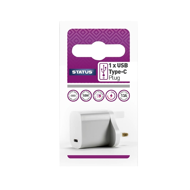 Status 1 Port USB C Power Adapter White