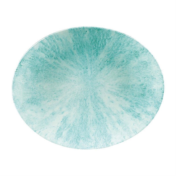 Stone Aquamarine Oval Coupe Plate - 31.7x25.5cm 12 1/2x10" (Box 12) (B2B)