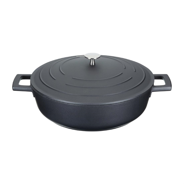 MasterClass Cast Aluminium Shallow Casserole Dish Induction Safe Black 28cm 4Ltr