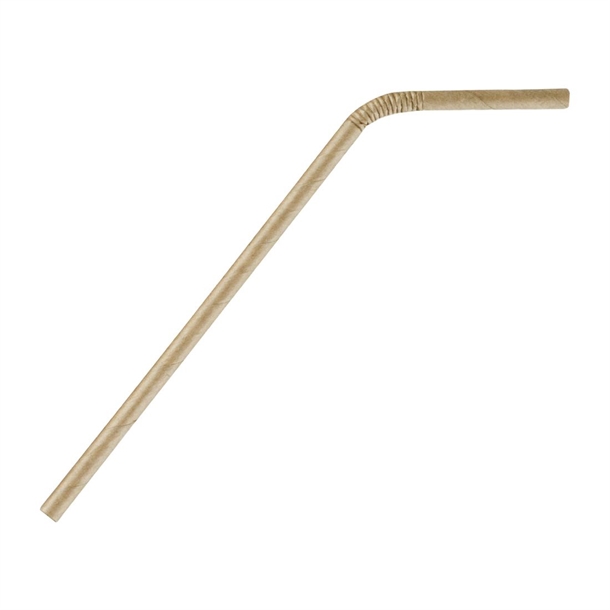 Fiesta Compostable Bendy Paper Straw Kraft - 210mm 6mm (Pack 250)