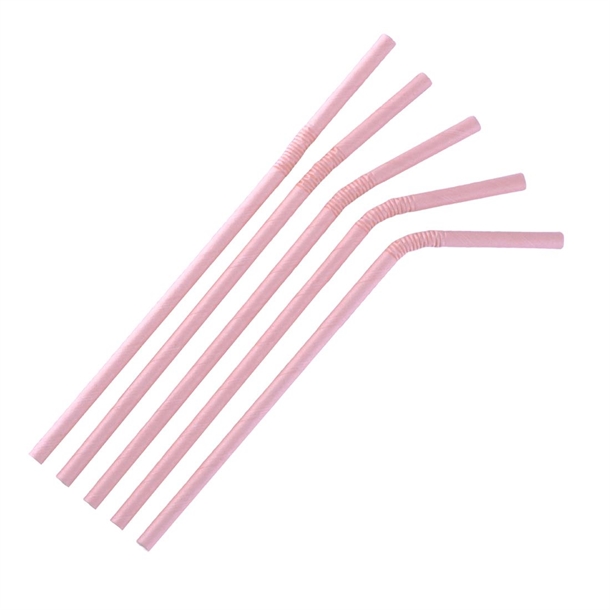 Fiesta Compostable Bendy Paper Straw Pink - 210mm 6mm (Pack 250)