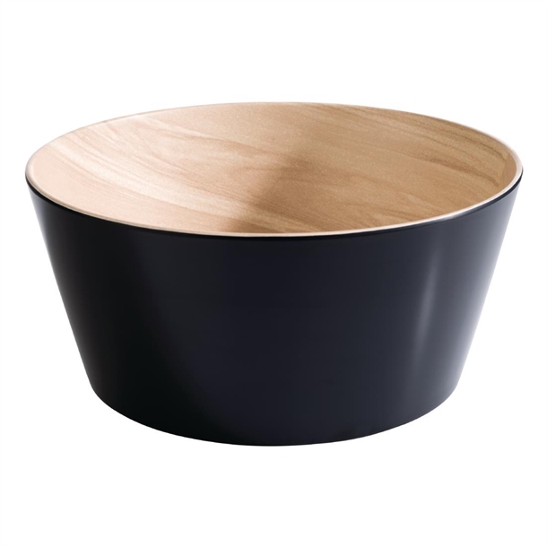 APS Frida Melamine Bowl Wood/Black 220mm 2.2Ltr