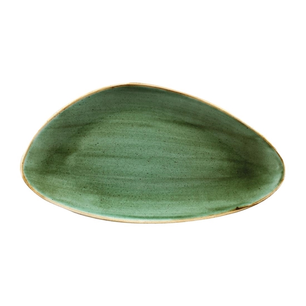Churchill Stonecast Samphire Green Triangle Plate 35.5x18.8cm (Box 6) (B2B)