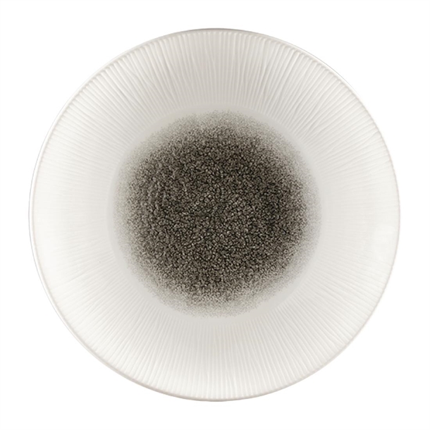 Churchill Bamboo Quartz Black Centre Print Coupe Plate 25.5cm (Box 12) (B2B)