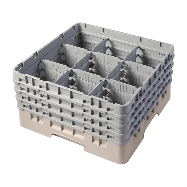Cambro Camrack 9 Compartment Glass Rack Beige - Max Height 215mm (B2B)