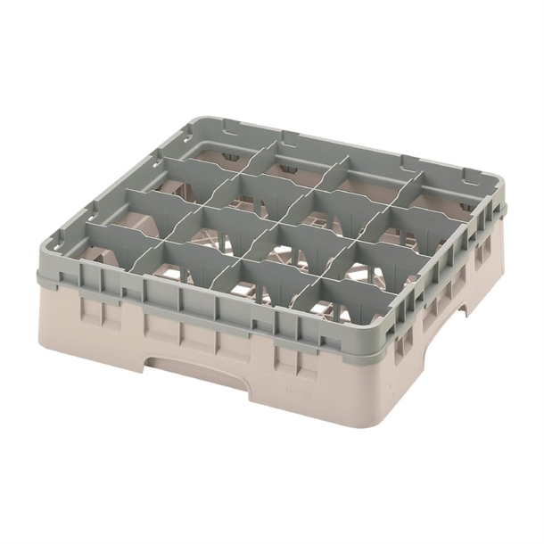 Cambro Camrack 16 Compartment Glass Rack Beige - Max Height 114mm (B2B)