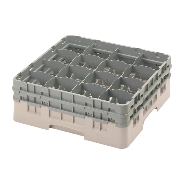 Cambro Camrack 16 Compartment Glass Rack Beige - Max Height 155mm (B2B)