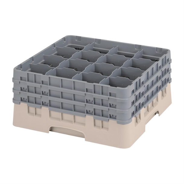 Cambro Camrack 16 Compartment Glass Rack Beige - Max Height 196mm (B2B)