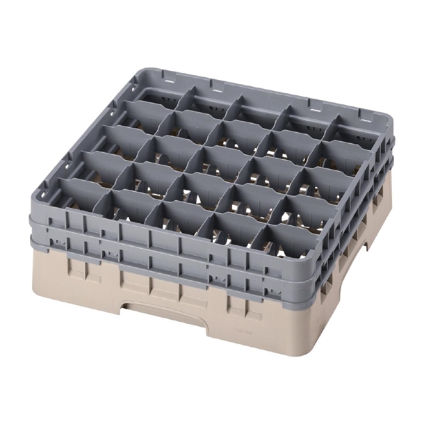 Cambro Camrack 25 Compartment Glass Rack Beige - Max Height - 155mm (B2B)