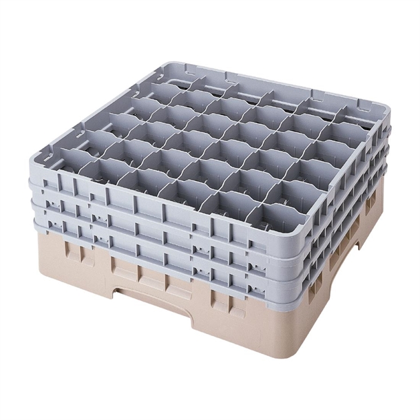 Cambro Camrack 36 Compartment Glass Rack Beige - Max Height 196mm (B2B)