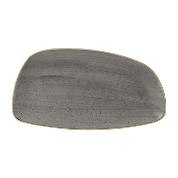 Churchill Stonecast Grey Oval Chefs Plate - 13 3/4x6 3/4" (Box 6) (Direct)