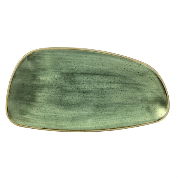 Churchill Stonecast Samphire Green Oval Chefs Plate11 4/5x5 3/4"(Box 12)(Direct)