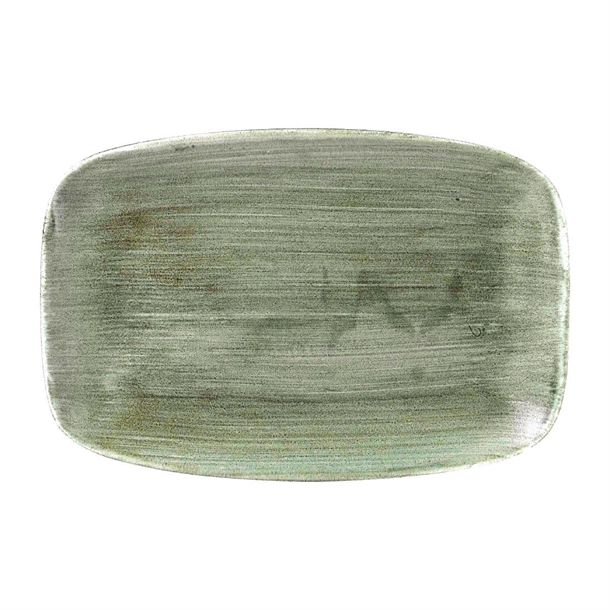 Stonecast Patina Burnished Green Oblong Chefs Plate 12x7.8" (Box 6) (Direct)