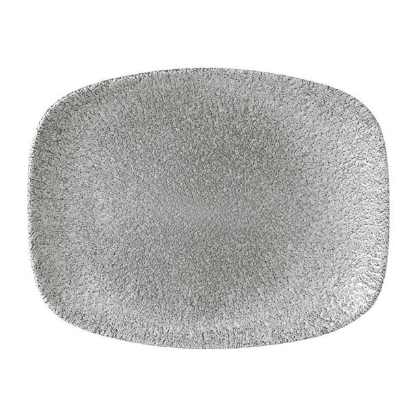 Churchill Raku Jasper Grey Chefs Oblong Plate - 10.3x8" (Box 12) (Direct)