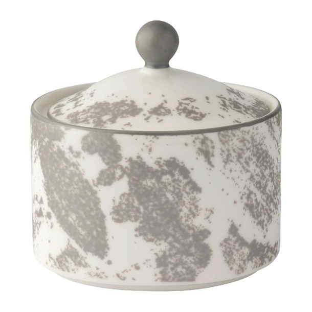 Royal Crown Derby Crushed Velvet Grey Charnwood Sugar Pot (Box 6) (Direct)