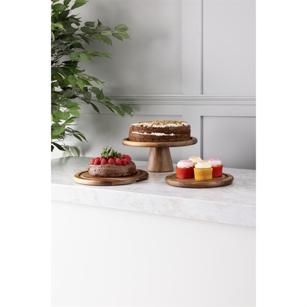 Olympia Acacia Cake Stand 305x127(H)mm - FE150 - Nisbets