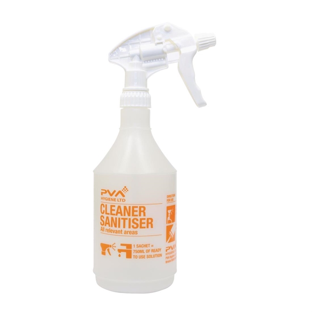 PVA Hygiene Sanitiser Labelled Empty Trigger Bottle - 750ml