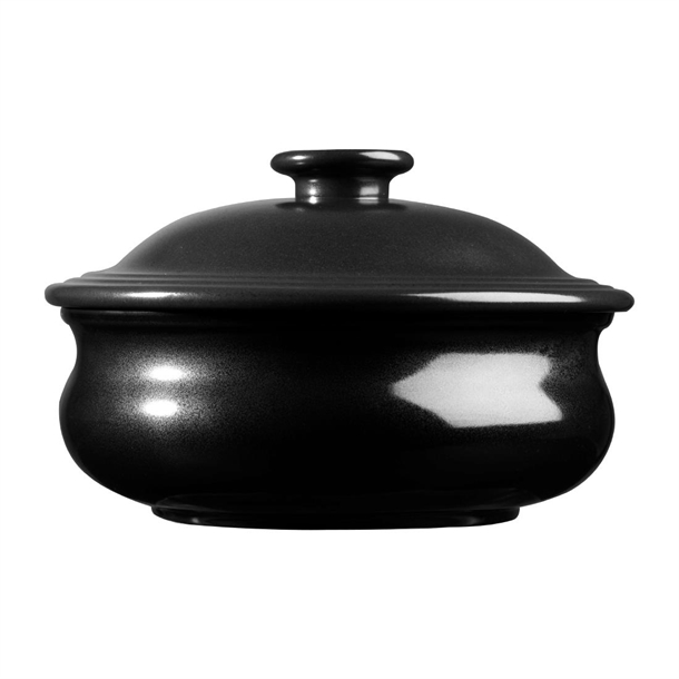 Rustics Black Sparkle Lidded Stewpot 20oz (Box 6) (Direct)