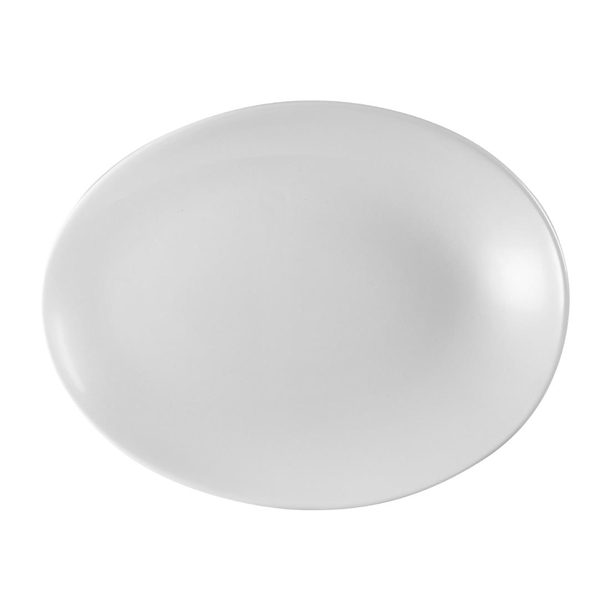 White Oval Orb Plate 9 3/4x7 1/2" (Box 12) (Direct)