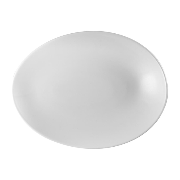 White Oval Orb Plate 13 3/4x10 1/2" (Box 12) (Direct)