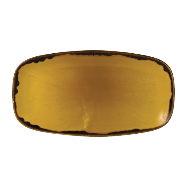 Dudson Harvest Mustard Chef's Oblong Plate - 13 7/8x7 3/8" (Box 6) (Direct)