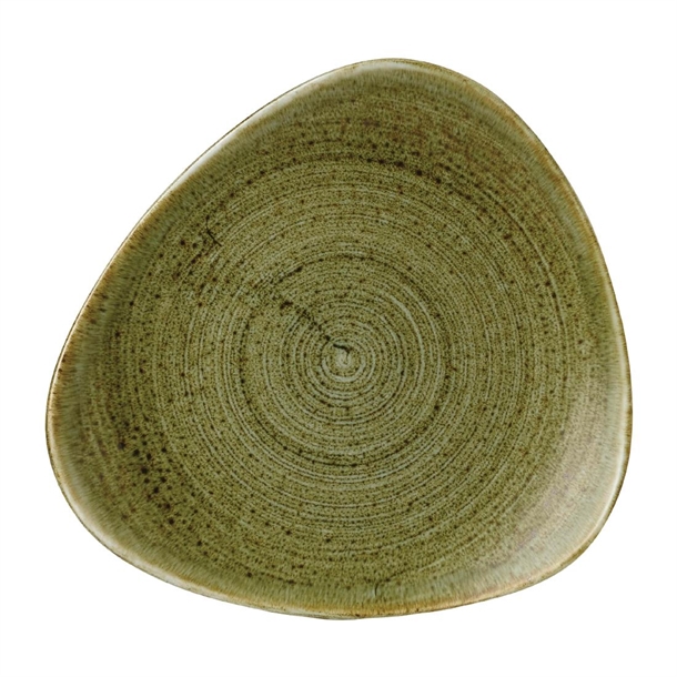 Super Vitrified Stonecast Plume Olive Triangle Plate 9 " (Box 12) (Direct)