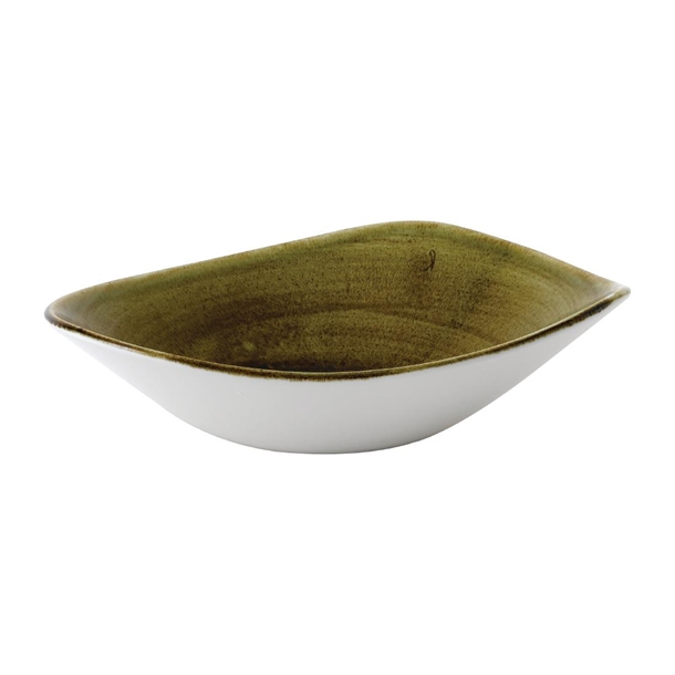 Super Vitrified Stonecast Plume Olive Triangle Bowl 21oz (Box 12) (Direct)