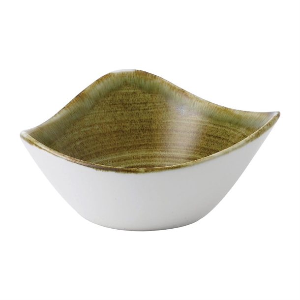 Super Vitrified Stonecast Plume Olive Triangle Bowl 9oz (Box 12) (Direct)
