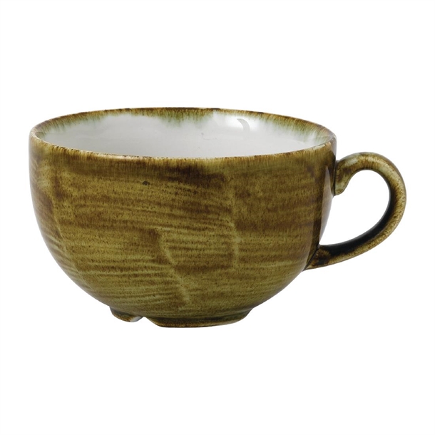 Super Vitrified Stonecast Plume Olive Cappuccino Cup 12oz (Box 12) (Direct)