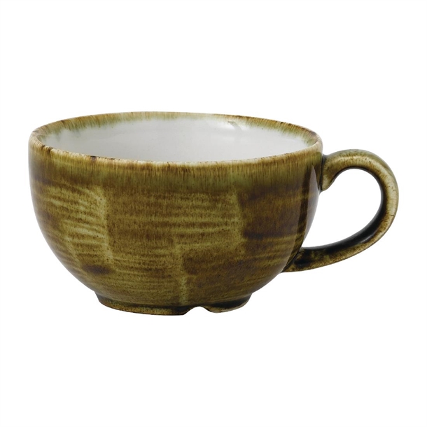 Super Vitrified Stonecast Plume Olive Cappuccino Cup 8oz (Box 12) (Direct)