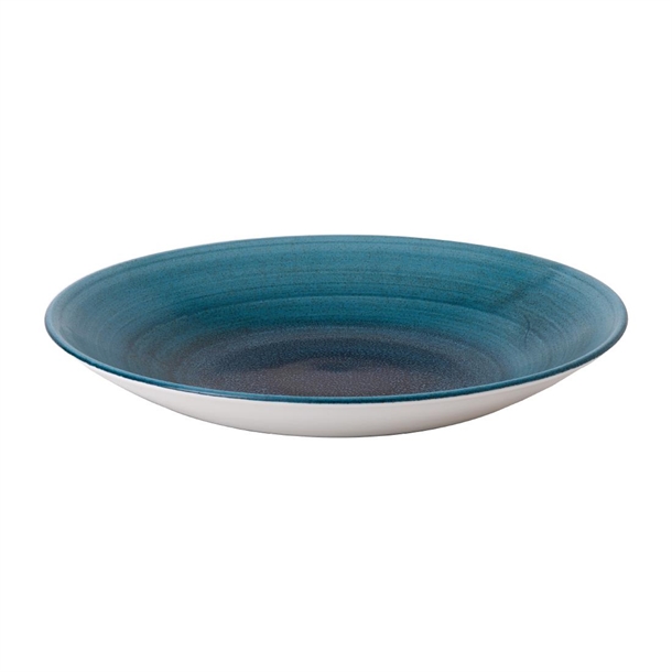 Super Vitrified Stonecast Aqueous Lagoon Deep Coupe Plate 11 " (Box 12) (Direct)