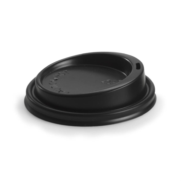 BioPak Hot Paper BioCup Lid 90mm - Black (Box 1000)