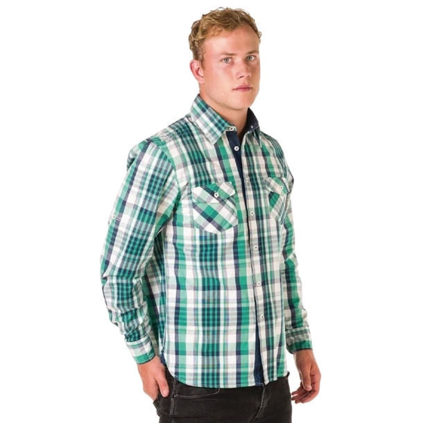 Harvey Mens Cotton Light Weight Rollup Sleeve Shirt Green - Size XXL