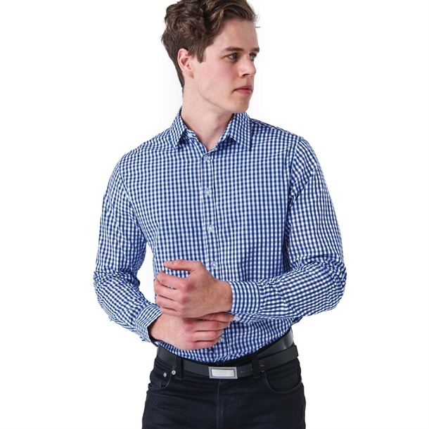 Teddy Mens Cotton Shirt Shirt Cobalt Gingham - Size XXL