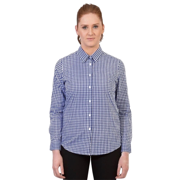Teddy Womens Cotton Shirt Shirt Cobalt Gingham - Size XXL