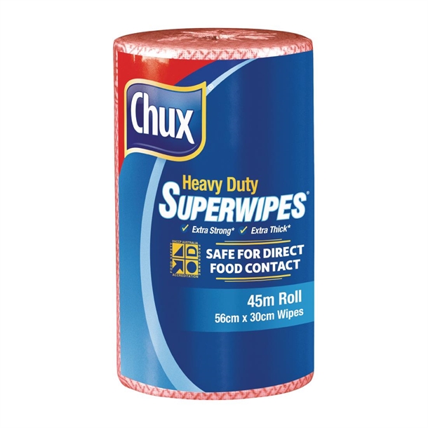 Chux Superwipes Heavy Duty Red 560x300mm - 45m Roll