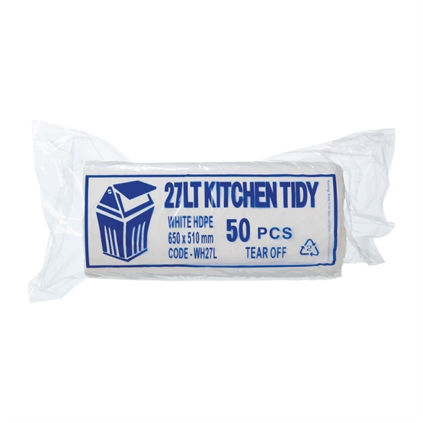 Jantex Kitchen Tidy Garbage Bag White - Medium - 27Ltr (Box 50)