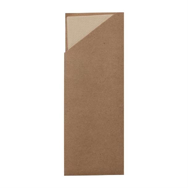 EcoSafe Cutlery Pouch with 2ply Bamboo Napkin - Kraft (Box 500)