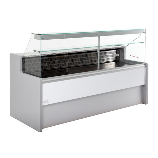Zoin Tibet Serveover Counter - Grey with White Front Panel - 2000mm