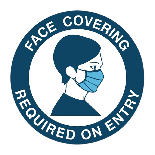 Face Covering Required For Entry Vinyl Sticker - 125mm