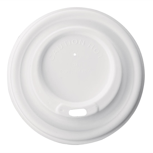 Fiesta Compostable Bagasse Hot Cup Lid - 90mm for 340ml Cup (Pack 1000)